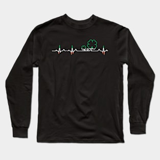 Shamrock Irish four leaf clover heartbeat Long Sleeve T-Shirt